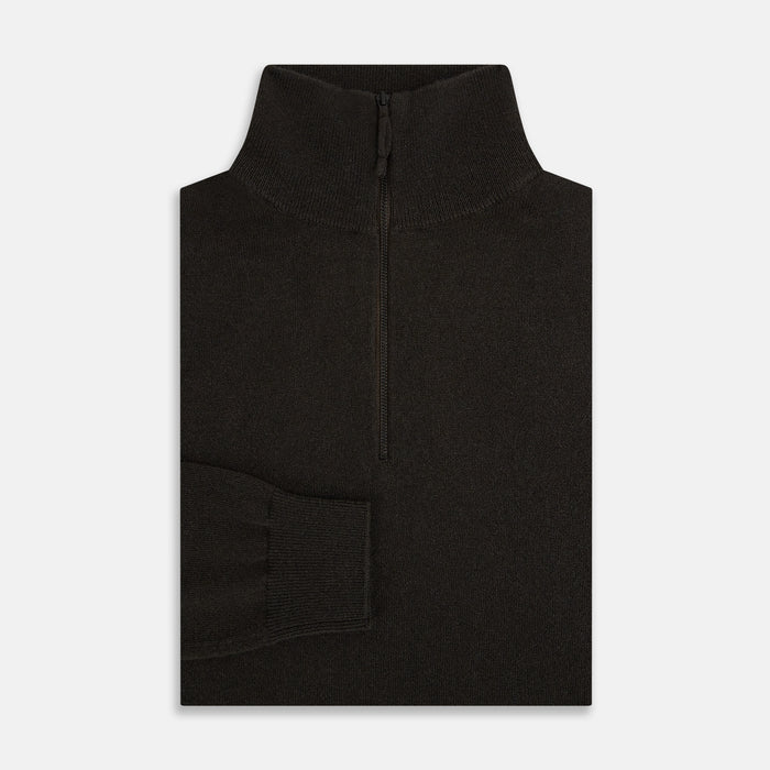 Brown Half-Zip Cashmere Jumper Image 3