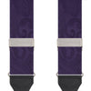 View 2 of product Turnbull & Asser's Purple Paisley Adjustable Silk Braces feature black leather loops and silver adjusters, offering refined sartorial style. Shown against a white background.