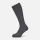 The Ash Mid-Length Sock by Turnbull & Asser, shown upright on a plain white background, is a single dark gray ribbed knee-high made from mercerised Egyptian cotton.