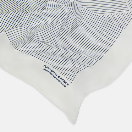 White Stripe Silk Pocket Square Image 1
