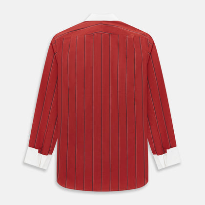Dark Red Track Stripe Shirt with Contrast T&A Collar and Cuffs Image 2