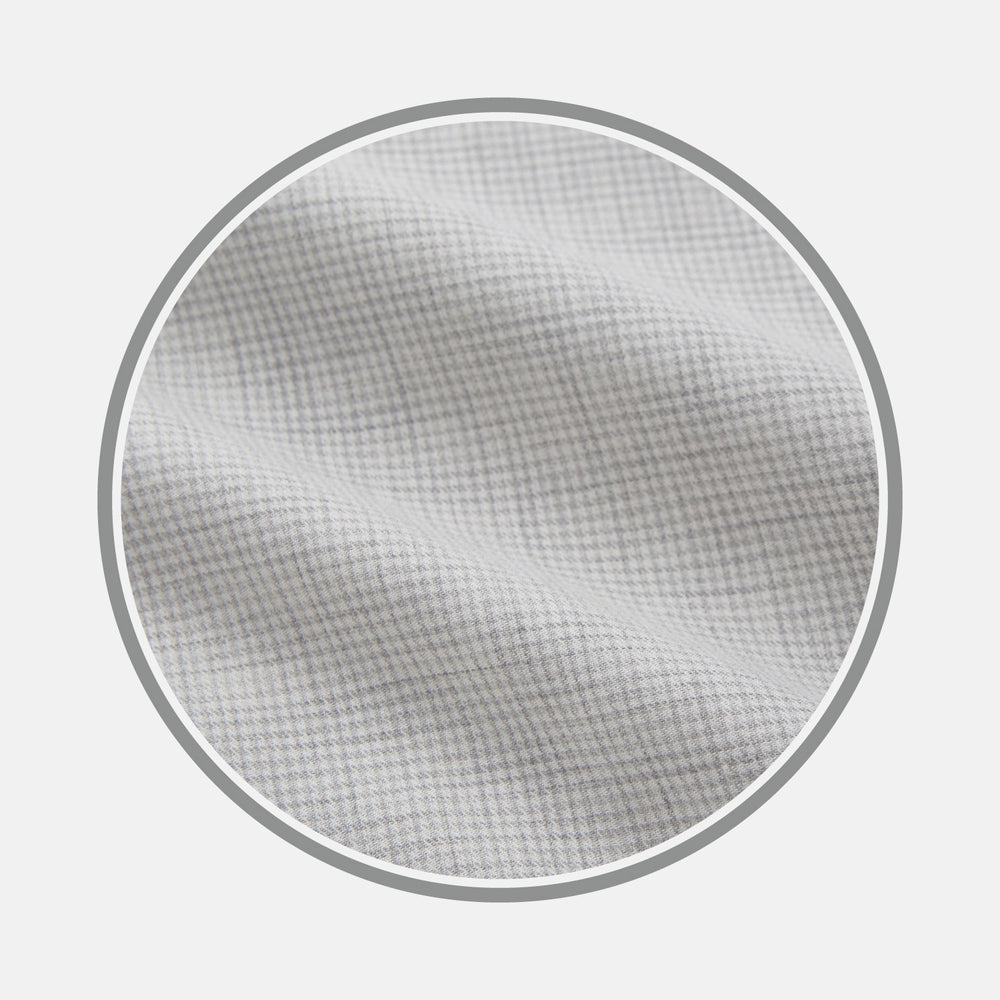 A close-up of the Grey Fine Check Cashmere Blend Fabric by Turnbull & Asser.