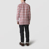 View 3 of product The Turnbull & Asser Red Check Shirt, featuring a T&A collar and 3-button cuffs, is displayed laid flat on a white background.