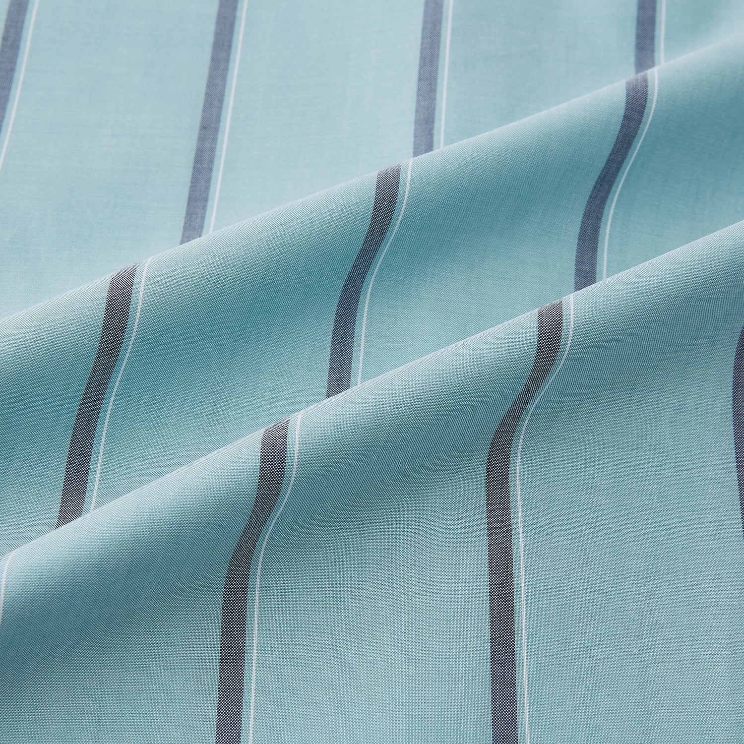 View 8 of product The Light Sage Track Stripe Westminster Shirt by Turnbull & Asser features a Turnbull collar, long sleeves, and vertical track stripes, shown on a white background.