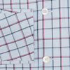 View 4 of product The Turnbull & Asser Burgundy and Blue Check Pyjama Shirt features a classic collar, button-up front, and grid check pattern—an elegant choice for nightwear or comfortable sleepwear.