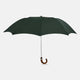 The Turnbull & Asser Forest Green Telescopic Umbrella features a silver shaft and a brown maple crook handle, shown fully open against a plain white background.