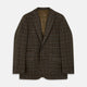 The Green Multi Check Cashmere Barrington Blazer by Turnbull & Asser, featuring a single-breasted design, notched lapel, and two front flap pockets, is shown laid flat on a white background.