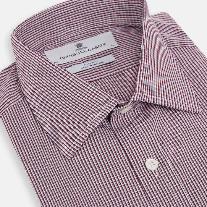 Burgundy Micro Check Mayfair Shirt Image 1