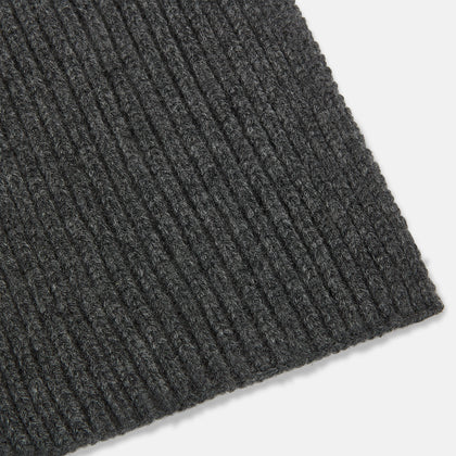 Graphite Rib-Knit Cashmere Scarf Image 1