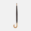 View 2 of product A Black Telescopic Umbrella by Turnbull & Asser with a curved maple handle and shaft, open and angled against a plain white background.