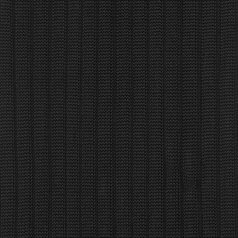 A single Black Long Silk Sock by Turnbull & Asser, featuring a ribbed texture, is displayed against a plain white background.