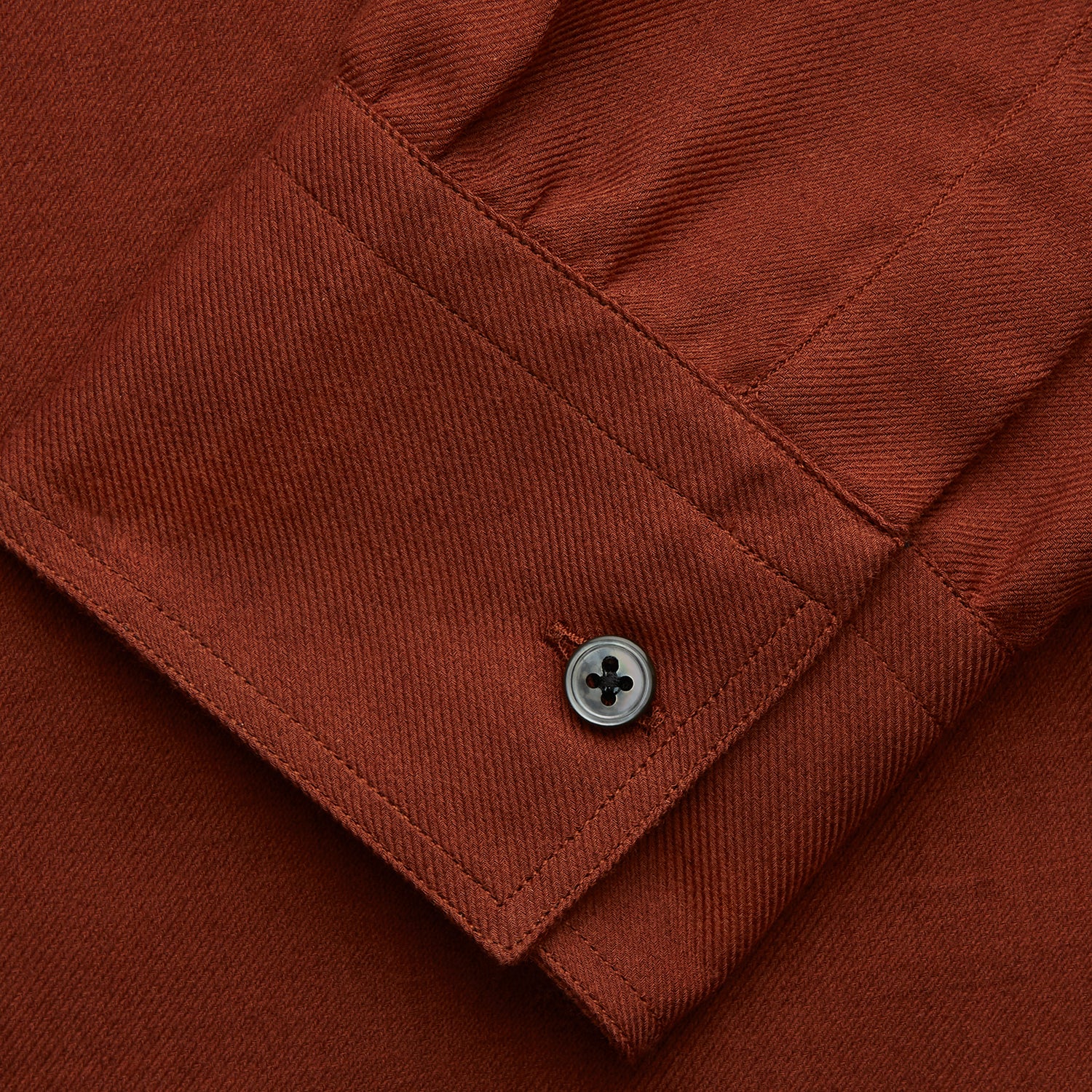 View 3 of product The Turnbull & Asser Burgundy Cotton and Cashmere Weekend Fit Shirt features a Dorset collar, 1-button cuffs, and a relaxed fit, shown flat against a white background.