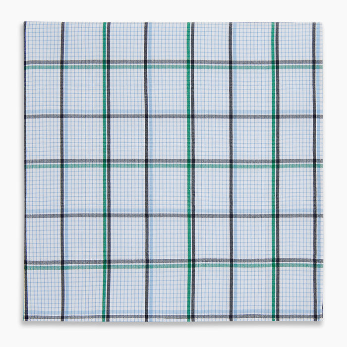 Hand Rolled Blue and Green Tattersall Check Handkerchief Image 3
