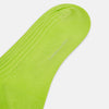 View 3 of product The Turnbull & Asser Lime Long Sock is a single bright green, knee-high sock with a ribbed texture, crafted from soft mercerised cotton, shown against a white background.
