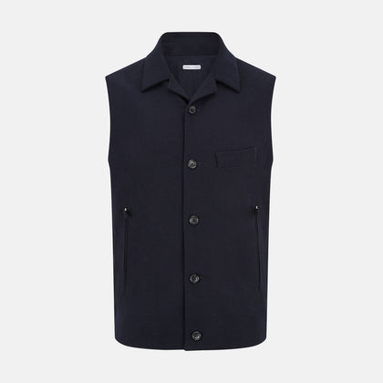 Navy Collared Single-breasted Waistcoat