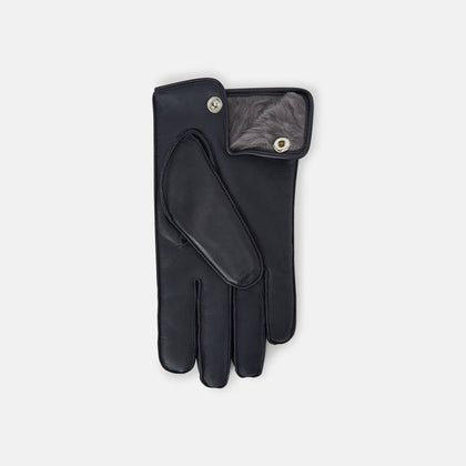 Navy/Grey Fur-Lined Hairsheep Leather Touchscreen Gloves Image 3