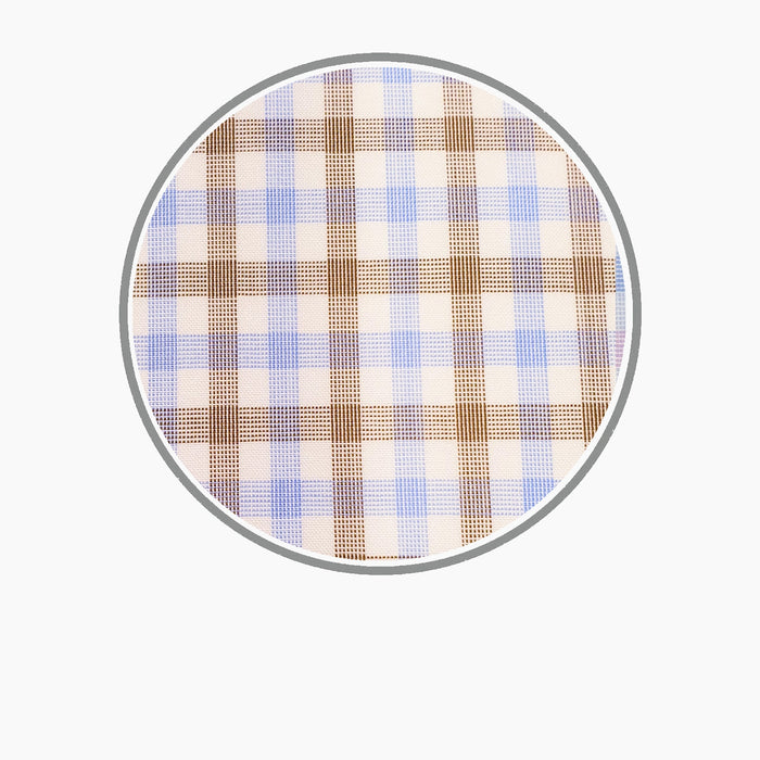 Blue and Brown Multi Check Cotton Fabric Image 2