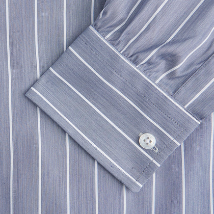 Pale Blue and White Pinstripe Cotton Blend Weekend Fit Finch Shirt Image 1