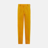 View 1 of product Turnbull & Asser Yellow James Trouser, made from Italian cotton with a matching belt, front crease, and straight fit cut, shown against a white background.