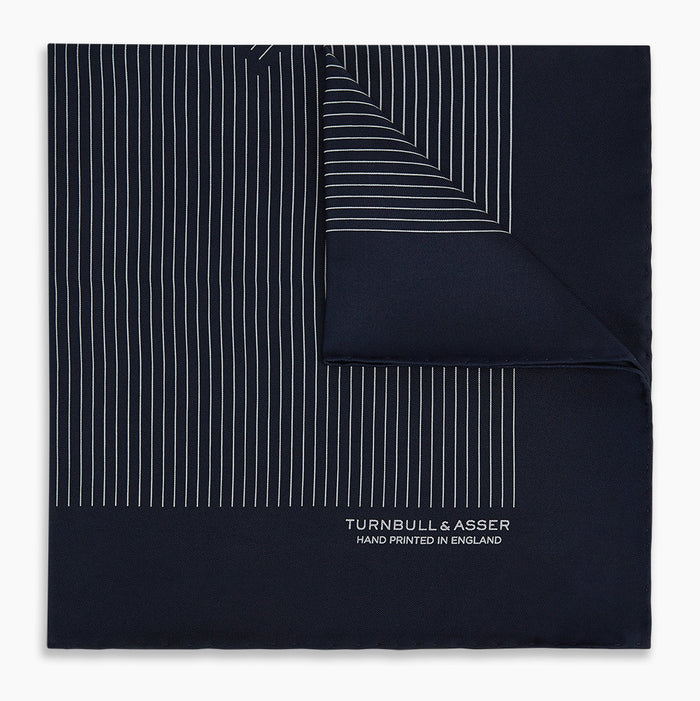 Navy and Grey Stripe Silk Pocket Square Image 4