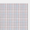 View 2 of product The Turnbull & Asser Hand Rolled Multi Graph Check Handkerchief features a white cotton base with thin red, blue, and purple intersecting lines forming a check pattern, neatly folded with stitched edges for an elegant gentleman's accessory.