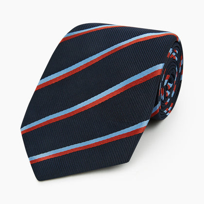 Red And Blue Stripe Silk Blend Tie Image 4