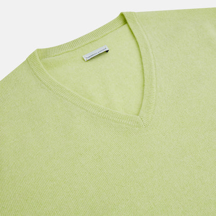Pistachio Cashmere V-neck Jumper Image 1