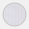 View 1 of product A close-up of Turnbull & Asser’s Pink and Navy Hairline Stripe Sea Island Quality Cotton Fabric, featuring fine pink and navy vertical stripes, displayed within a circular frame on a light gray background.