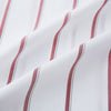 View 6 of product The Turnbull & Asser Dark Red Track Stripe Mayfair Shirt is crafted from Italian cotton, featuring a pointed collar and buttoned cuffs. Displayed against a plain light background.