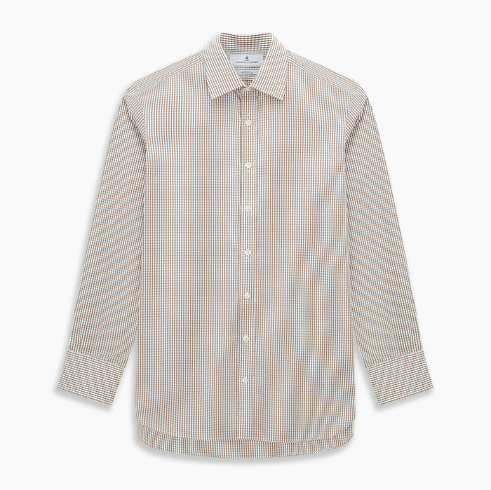 Coffee Micro Shadow Check Mayfair Shirt Image 6