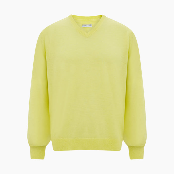 Bright Yellow Merino V-neck Jumper Image 4