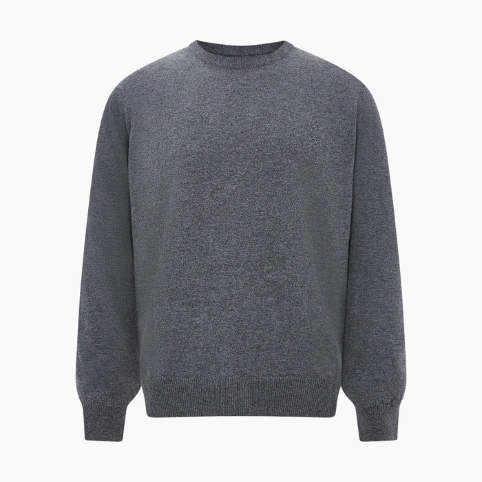 Melange Grey Crew Neck Cashmere Jumper Image 4