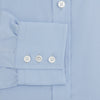 View 3 of product The Turnbull & Asser Blue Cotton Shirt features a T&A collar, 3-button cuffs, and white buttons—ideal for navy suits or smart looks. Laid flat on a white background.