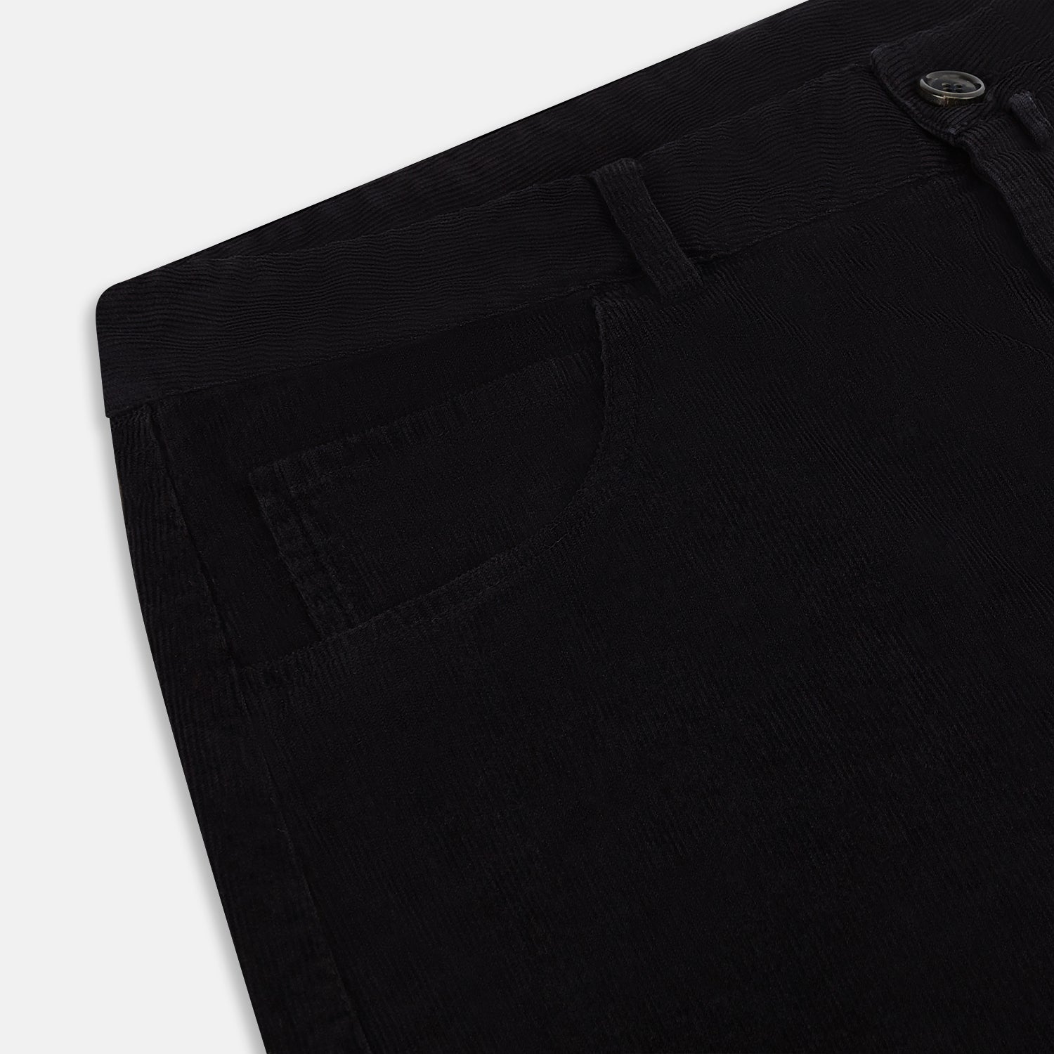 View 2 of product Turnbull & Asser's EXTREME LEG 5 POCKET JEANS NAVY CORD feature a classic 5-pocket design with button and zipper closure, straight-leg fit, and front pockets, shown on a plain white background.