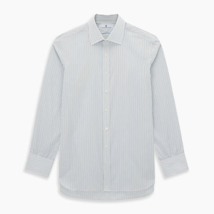 Navy and Brown Pinstripe Mayfair Shirt Image 6