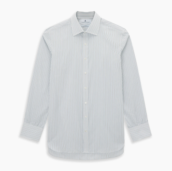 Navy and Brown Pinstripe Mayfair Shirt Image 6