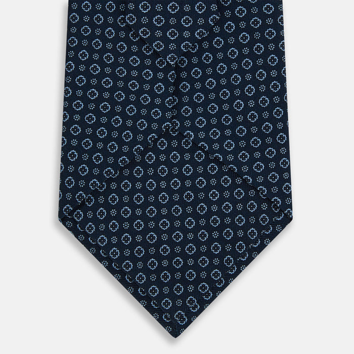 Navy Floral Silk Tie Image 2