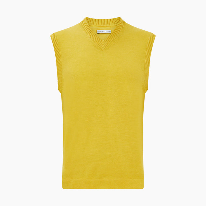 Canary Yellow Fine Merino V-Neck Vest Image 3