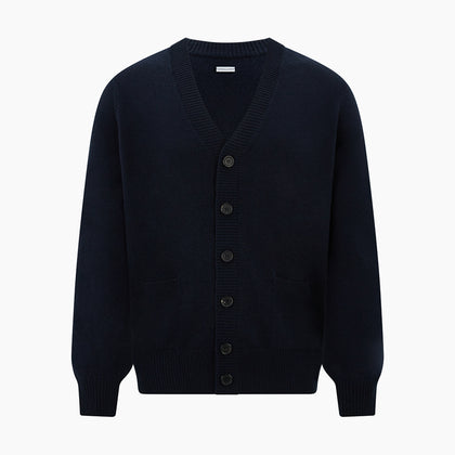 Navy V-Neck Cashmere Cardigan Image 4