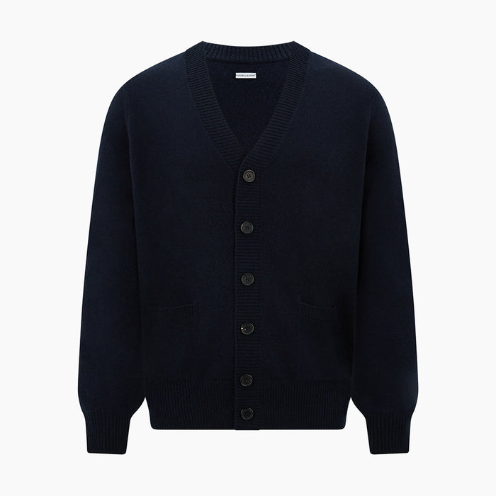 Navy V-Neck Cashmere Cardigan Image 4