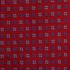 View 3 of product The Turnbull & Asser MINI SQUARE SPOT TULIP RED BLUE TIE features a vivid red base with blue and white geometric spots, making it a stylish addition to any refined ensemble.