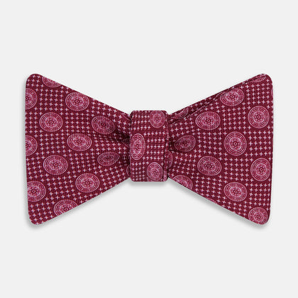 Burgundy Medallion Silk Bow Tie