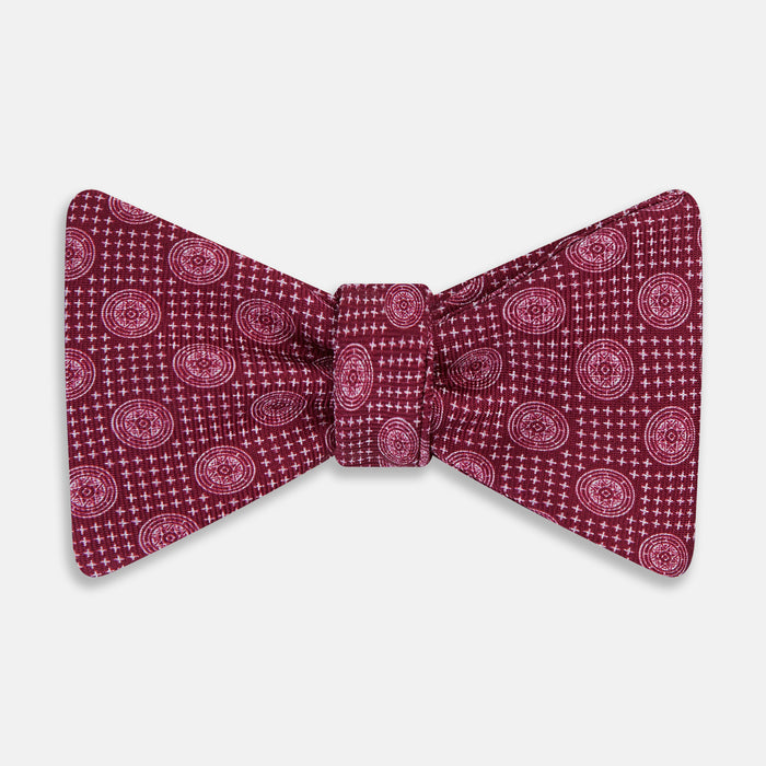Burgundy Medallion Silk Bow Tie