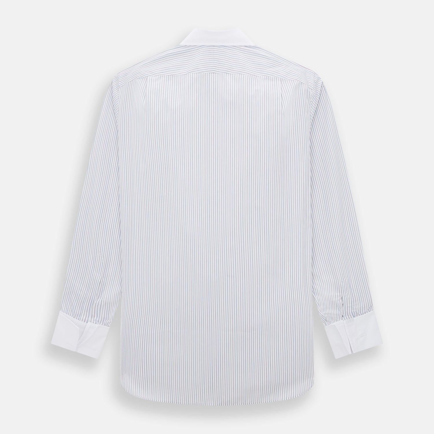 View 3 of product The Turnbull & Asser Multicoloured Music Stripe Shirt features a classic fit, contrast collar, and double cuffs—an elegant British design displayed on a plain light background.