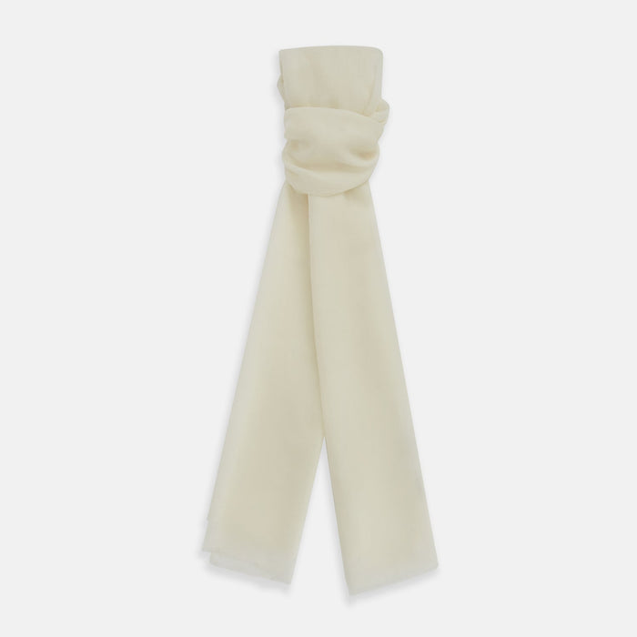 White Hand-Dyed Cashmere Scarf