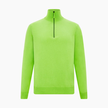 Neon Green Half-Zip Cashmere Jumper Image 4