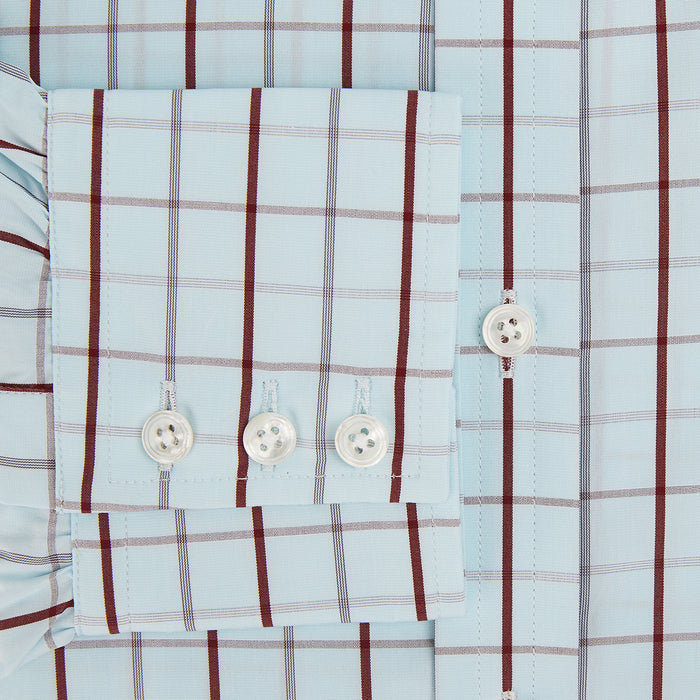 Burgundy Combination Check Mayfair Shirt Image 3