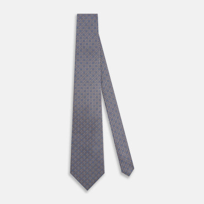 Silver and Pale Blue Multi Dot Silk Tie Image 1