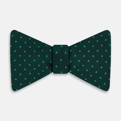 Dark Green and Navy Micro Dot Silk Bow Tie Image 4