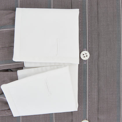 Light Porto Red Track Stripe Shirt with Contrast T&A Collar and Cuffs Image 3